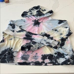 Vintage Havana Tie-Dye Hoodie in Pastel Pink, Light Blue & Black